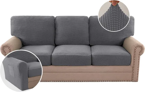 Vista 37 de H.VERSAILTEX Fundas elásticas para sillas de varias piezas, fundas para cojines ajustables para asiento y respaldo