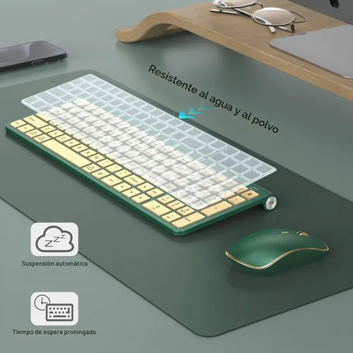 Vista 5 de Combo de teclado y mouse inalámbricos JOYACCESS, teclado de mecanógrafo ergonómico de 2.4G con receptor Type-C y inclinación ajustable