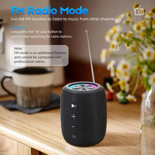 Vista 5 de Altavoz Bluetooth portátil, altavoz inalámbrico BT5.3 de 20W con diafragmas de graves, luces LED multimodos dinámicos, IPX6 resistente al agua
