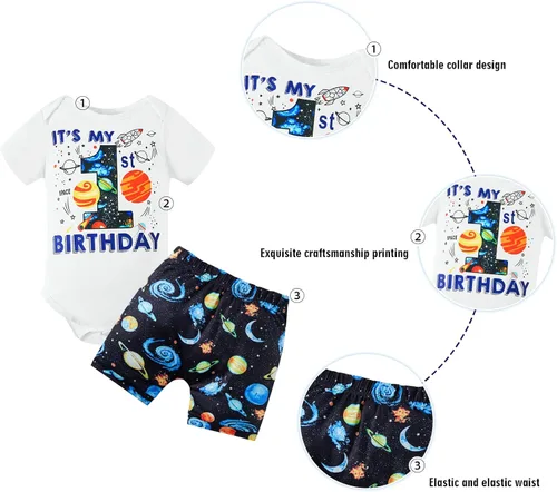 Vista 2 de MOMMY'S NEW MAN Conjunto de mameluco de manga corta para bebé de primer cumpleaños + pantalones cortos para bebé