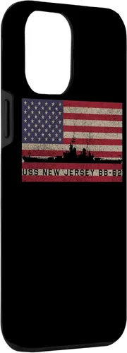 Vista 3 de Funda para iPhone 12 Pro Max USS New Jersey BB-62 WW2 de la bandera estadounidense de EE.UU.