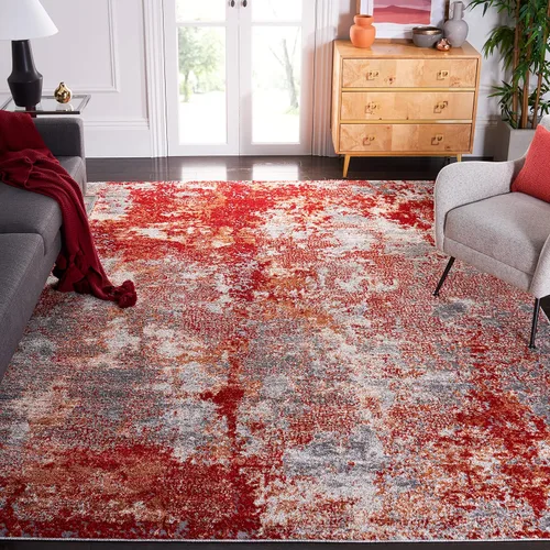 Vista 29 de SAFAVIEH Aston Collection - Alfombra decorativa, 2 x 5 pies, gris claro y gris, diseño abstracto moderno, no desprende pelusa y de fácil cuidado