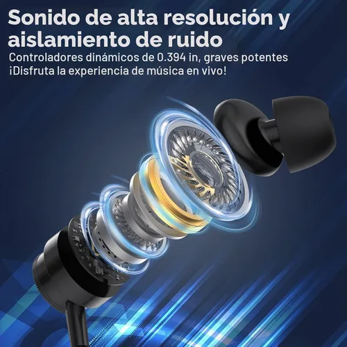 Vista 4 de Yatloml Auriculares con cable con micrófono, auriculares intrauditivos con cable con aislamiento de ruido de graves pesados, cable magnético