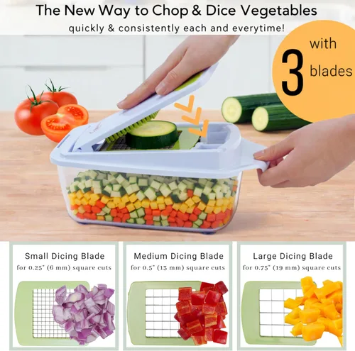 Vista 2 de Brieftons QuickPush - Picador de alimentos: más fuerte y 200% más de capacidad de contenedor, 30% más pesado, picador de frutas y verduras, cortador