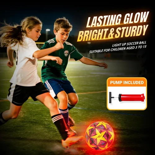 Vista 8 de Light Up Soccer Ball Glow in The Dark Size 3/4/ 5 Indoor&Outdoor Sports Gifts Birthday Ideas for 3-15+ Boys, Girls, Teens with Pre-Installed