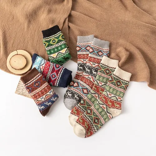 Vista 3 de LKV Calcetines de invierno para mujer, caja de regalo, calcetines de lana gruesa, suaves, cálidos, calcetines casuales para mujer, calcetines
