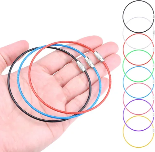 Vista 12 de 100 paquetes de llaveros de cable grandes de 6" con anillo de llavero de metal en masa para etiquetas de equipaje al aire libre (GRUESO: 2MM)