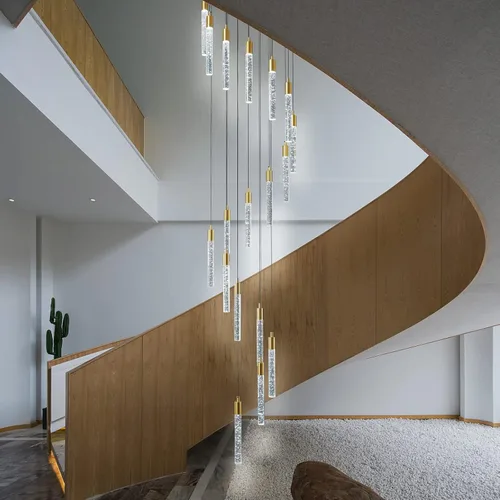 Vista 18 de Lámpara colgante de cristal cromado, 9 luces, regulable, 54 W, 6000 K, escalera, grande, vestíbulo, sala de estar, vestíbulo, techo alto