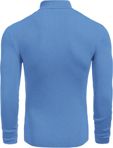 Vista 3 de COOFANDY - Suéter de punto para hombre, acanalado, entallado y con cuello de tortuga