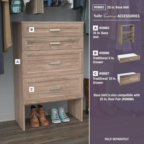 Vista 4 de Cubículo ClosetMaid SuiteSymphony de 25 x 6 pulgadas Gris natural