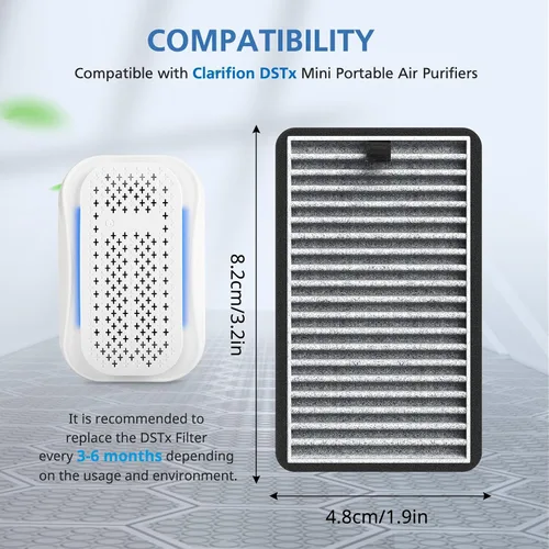Vista 5 de Filtro de repuesto para DSTx compatible con Clarifion DSTx Mini purificadores de aire portátiles personales para el hogar, dormitorio, mascotas