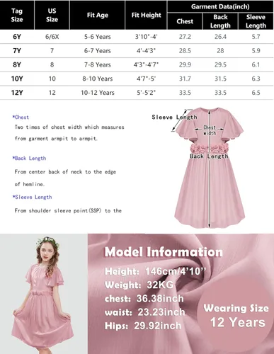 Vista 6 de GRACE KARIN Vestido de niña de flores para niñas, cuello redondo, lindo vestido de fiesta de boda de gasa para 5-12 años