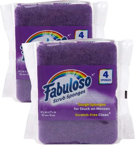 Vista 15 de Esponjas Fabuloso, Púrpura - Limpiador sin arañazos para platos y superficies - Esponja para lavar platos para una experiencia de limpieza audaz