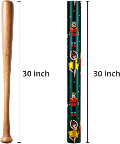 Vista 4 de MAYPLUSS Papel de Regalo de Navidad Rollo Jumbo - 30 Pulgadas X 100 Pies - Papel Metálico Vintage Verde y Dorado Cascanueces Ballet Papel de Regalo