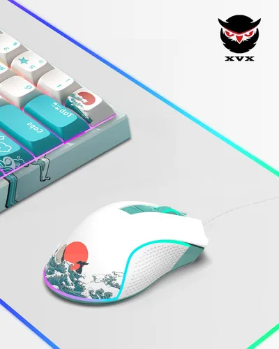 Vista 7 de XVX G705 - Mouse para juegos con cable retroiluminado RGB para PC con 12000 DPI7 botones programables mouse USB para computadora de gamer