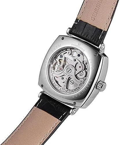 Vista 3 de carlien Relojes de lujo para hombre, esqueleto mecánico de acero inoxidable, reloj dorado