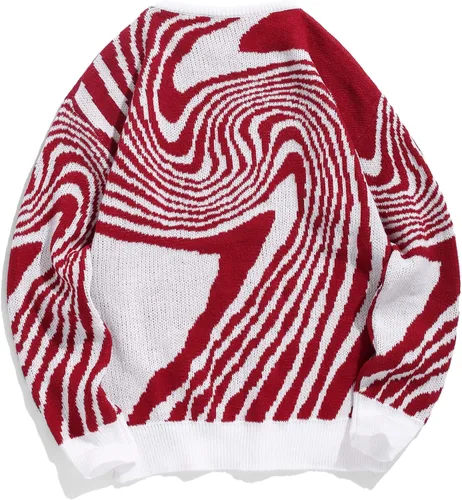 Vista 66 de ZAFUL Y2K - Suéter casual con estampado de llama estética para hombre, suéter de punto holgado, manga larga, cuello redondo