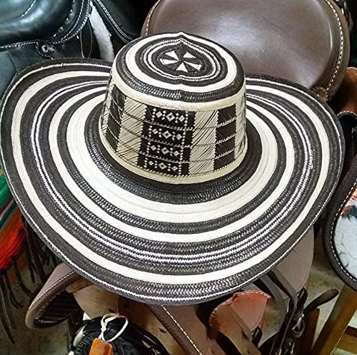 Vista 2 de Sombrero Vueltaio Sombrero Colombiano Sombrero Colombiano Fino 19 laps Cowboy Cowgirl Sombrero Negro, Blanco, Negro, blanco
