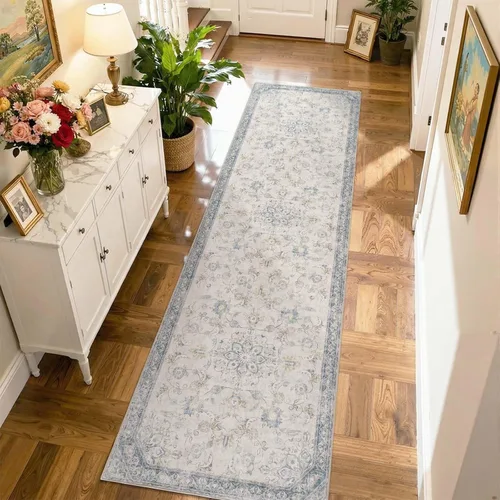 Vista 16 de jinchan Alfombra vintage de 2 x 3 pies para entrada, lavable, diseño floral romántico, tapete pequeño antideslizante, tapete ligero de bajo perfil