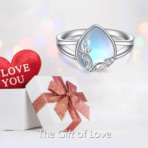 Vista 3 de POPLYKE Anillo de plata de ley con piedras preciosas de filigrana, regalo para mujeres, mamá, esposa