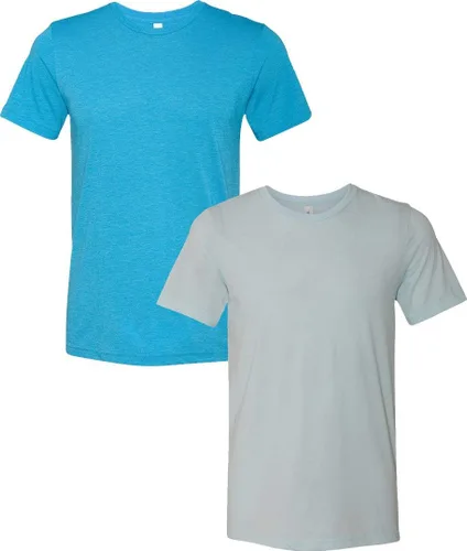 Vista 102 de Bella Canvas 3413c para hombre (1) Triblend verde + (1) Triblend rojo