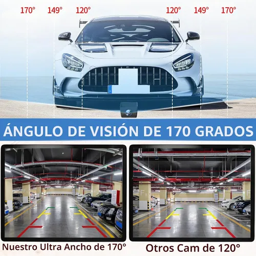Vista 4 de Cámara de retroceso/frontal/lateral, HD 720P Metal OEM estilo 170 grados gran angular IP69K impermeable visión nocturna transparente cámara de Negro