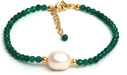 Vista 21 de Gempires - Pulseras de cuentas de cristal hechas a mano con joyería de perlas de agua dulce hipoalergénicas, chapadas en oro de 7.5 pulgadas