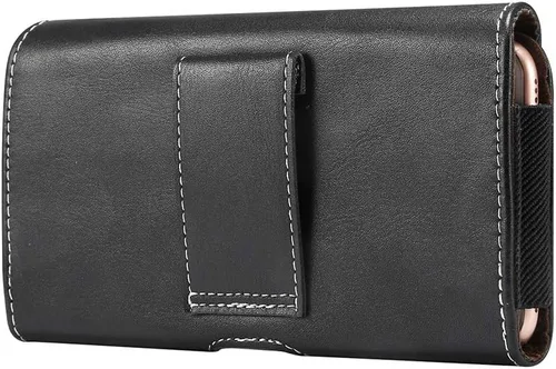 Vista 3 de Funda horizontal de cuero prémium para iPhone Mini (5.4), SE2020, iphone11 Pro, XS, X, 8, 7, 6, funda para cinturón, bolso para hombre