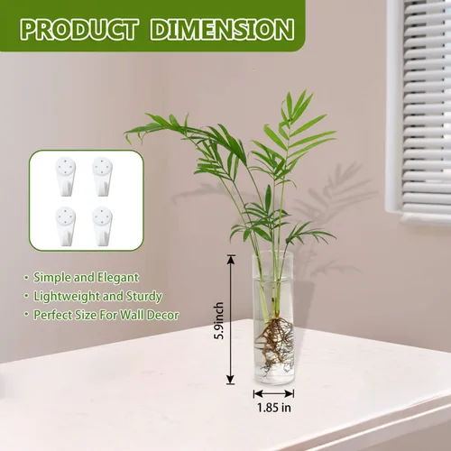 Vista 2 de Vumdua Paquete de 4 macetas de vidrio, transparentes, 5.9 pulgadas de alto x 1.85 pulgadas de profundidad, adecuadas para la mayoría de plantas