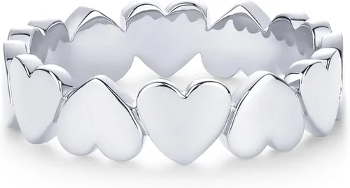 Vista 2 de PAVOI Anillo apilable de corazón chapado en oro de 14 quilates para mujer Anillos llamativos de amor de San Valentín