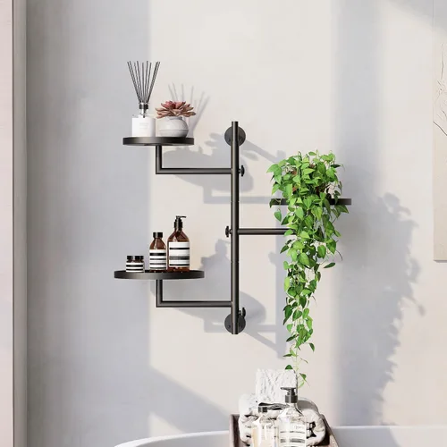 Vista 4 de Estantes giratorios de pared para plantas, estante de plantas para ventana, soporte de pared de metal de 3 niveles para múltiples plantas