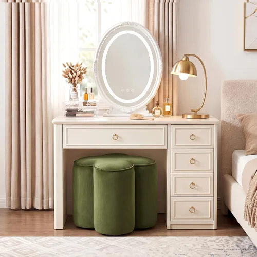 Vista 9 de Zesthouse – Otomana con forma de flor, reposapiés de terciopelo para sofá, taburete moderno para sala de estar, bonito taburete cuadrado