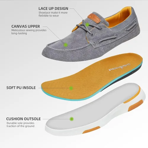 Vista 5 de OrthoComfoot Mocasines ortopédicos sin cordones para hombre mocasines casuales de lona para fascitis plantar con soporte de arco, cómodos zapatos