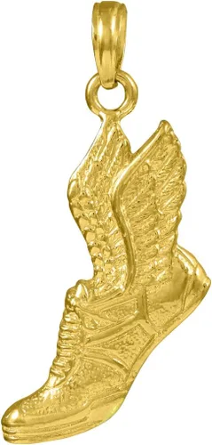 Vista 2 de Collar con colgante de zapato de correr de oro pulido de 14 quilates