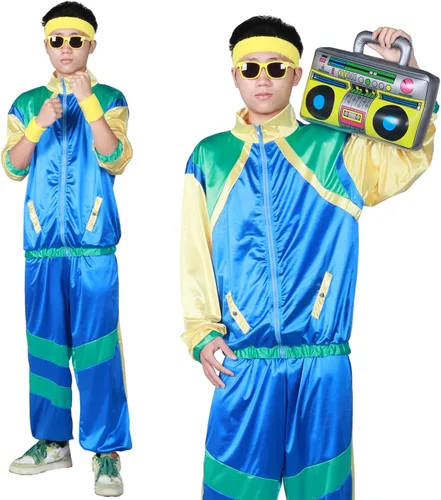 Vista 2 de Alaiyaky Disfraz deportivo retro de los años 80, disfraz de hip hop de los años 90, vestido de fiesta para mujeres y hombres adultos