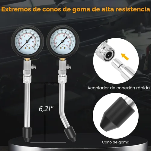 Vista 4 de BETOOLL HW0130 8pcs Kit de comprobador de compresión de cilindro de motor de gasolina medidor de herramienta automotriz