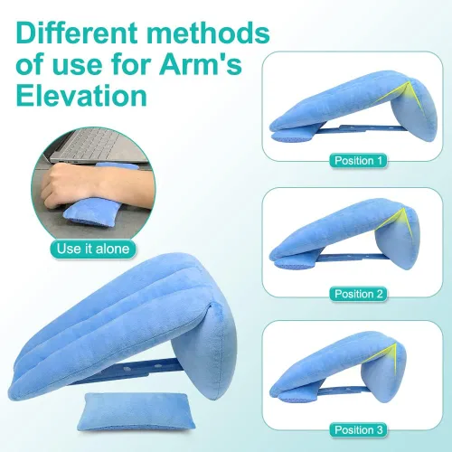 Vista 4 de Zelen Almohada de elevación de brazo con almohadilla de muñeca para el mouse Almohada médica para brazo elevador, almohada médica poscirugía