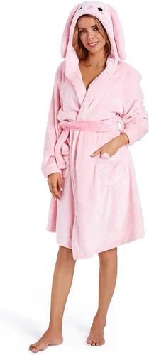 Vista 4 de OLAOLA Women Hooded Plush Robes, Soft Animal Bathrobe for Women, Cozy Warm Home Pajamas Christmas Gift