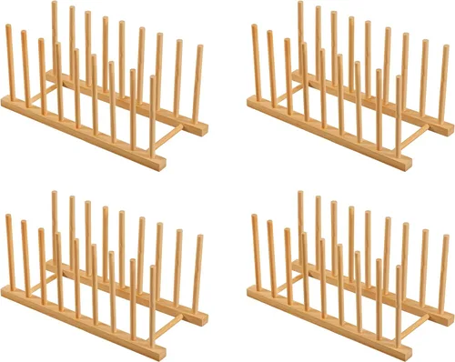 Vista 8 de HBlife Heighten - Organizador de madera de bambú para secar platos