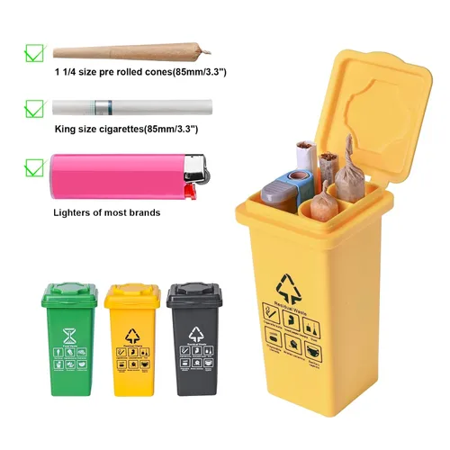 Vista 2 de Estuche de soporte de cono preenrollado – Se adapta a conos de 2 x 1 1/4, caja de cigarrillos con soporte para encendedor, caja de almacenamiento