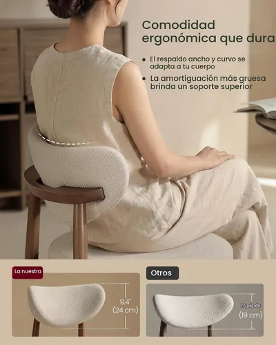 Vista 5 de VASAGLE Juego de 2 sillas de comedor de madera, sillas de cocina tapizadas Cappuccino Beige