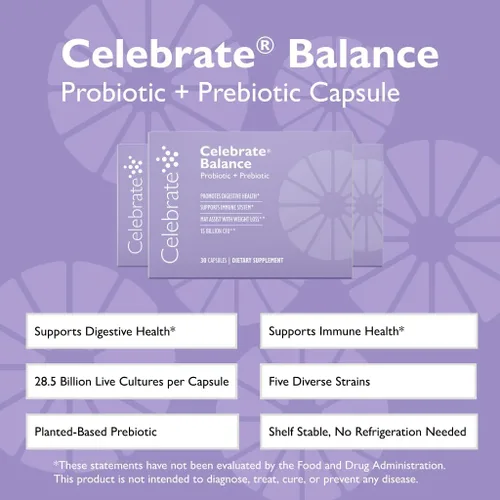 Vista 3 de Celebrate Vitamins Balance Probiotic + Prebiotic - Suplemento diario post cirugía bariátrica para mujeres y hombres, 28.5 mil millones de UFC, apoya