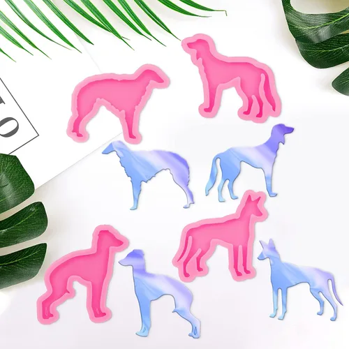 Vista 3 de Kit de 44 moldes de resina epoxi – 4 moldes de silicona con diferentes formas de perro con accesorios, moldes de fundición de resina epoxi, moldes