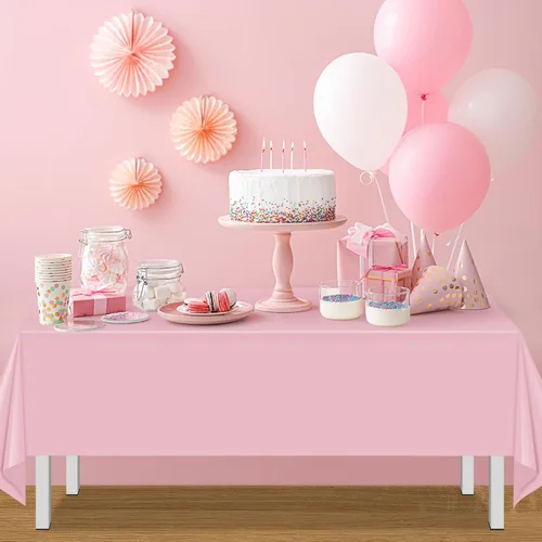 Vista 7 de MASHAN 6Pack de manteles para revelación de género, manteles desechables de plástico rosa y azul, fundas de mesa rectangulares para decoración
