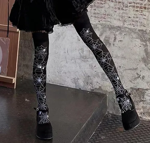 Vista 5 de DONCIDAY Halloween Tights Halloween Leggings Double-Sided Print Costume & Dress Up Stockings Socks for Women Girls
