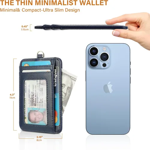 Vista 4 de Lavemi Slim RFID Blocking Card Holder Minimalist Leather Front Pocket Wallet for Women