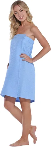 Vista 3 de Turquaz Batas de gofres ligeras hasta la rodilla para mujer, spa, baño, gofres