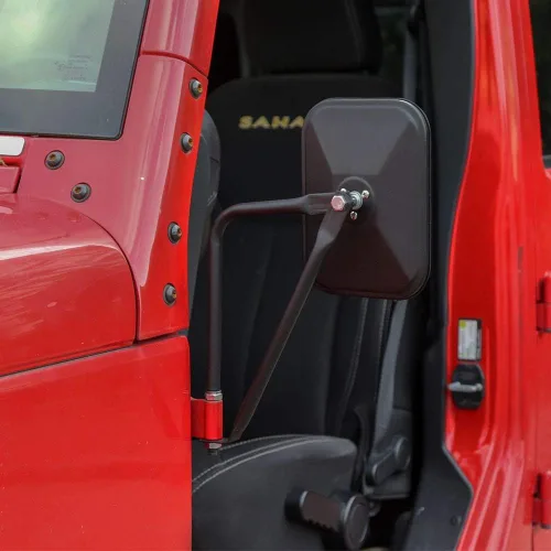 Vista 2 de JeCar Espejos laterales cuadrados sin puerta retrovisor de liberación rápida para Jeep Wrangler CJ YJ TJ JK JL y Unlimited, negro texturizado