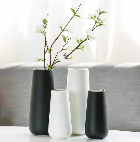 Vista 8 de Jarrón de cerámica negro mate de 11 pulgadas de alto para flores y hierba de pampas, jarrones decorativos de estilo rústico clásico para decoración