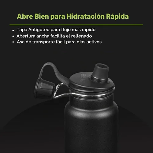 Vista 6 de Klean Kanteen TKWide 32oz (con tapa para chug), color negro